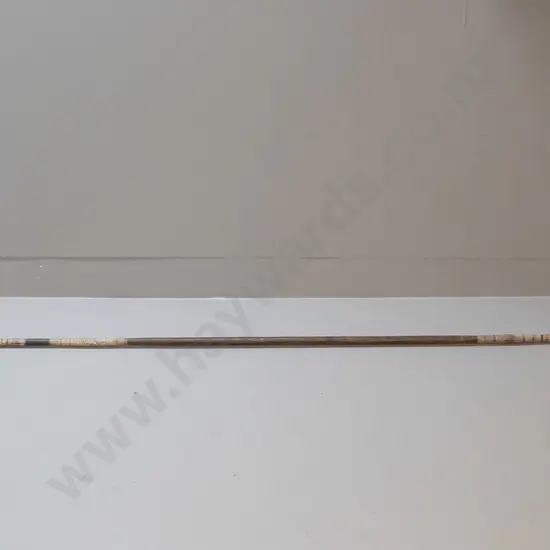 spear (Solomon Islands) made from carved hardwood, w/geometric carved bands and motifs, pronged timber head - some age