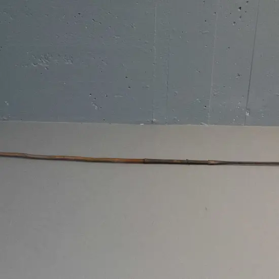 vintage spear with timber shaft and forged iron head, fine wire binding - slightly warped. L-2100