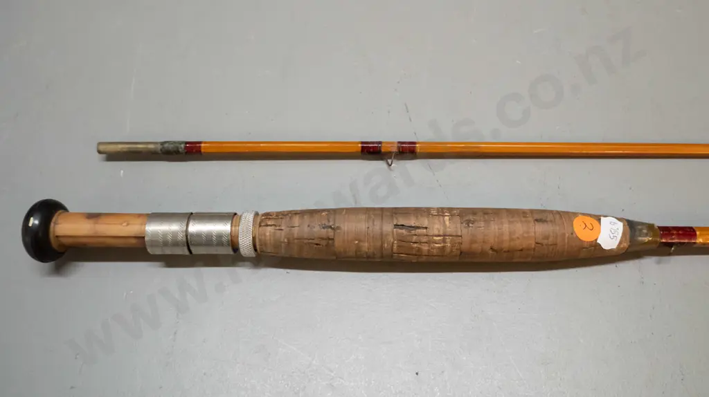 vintage split cane 2-piece fly fishing rod with Tokoz Czechoslovakia transfer label Image 1++
