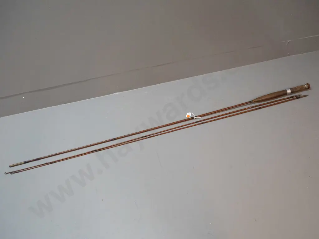 3 pieces - vintage timber 2-piece fly fishing rod with aluminium fittings - 2 tip sections, one missing an eyelet Image 1++