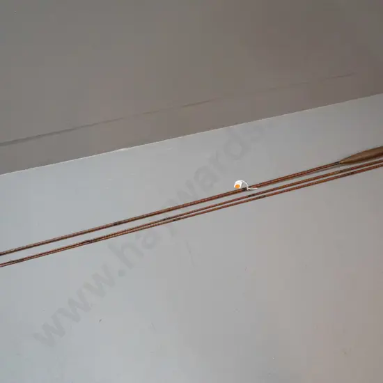 3 pieces - vintage timber 2-piece fly fishing rod with aluminium fittings - 2 tip sections, one missing an eyelet