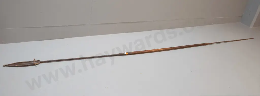 Samburu Kenya spear - timber shaft with iron end pieces - one w/spike, one w/ blade - combined L-2430 Image 1++