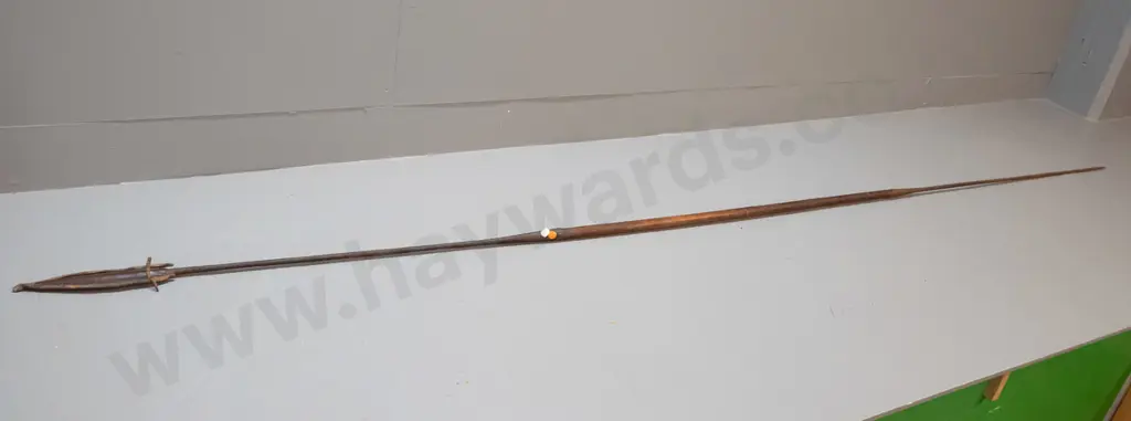 Samburu Kenya spear - timber shaft with iron end pieces - one w/spike, one w/ blade - combined L-2430 Image 1++