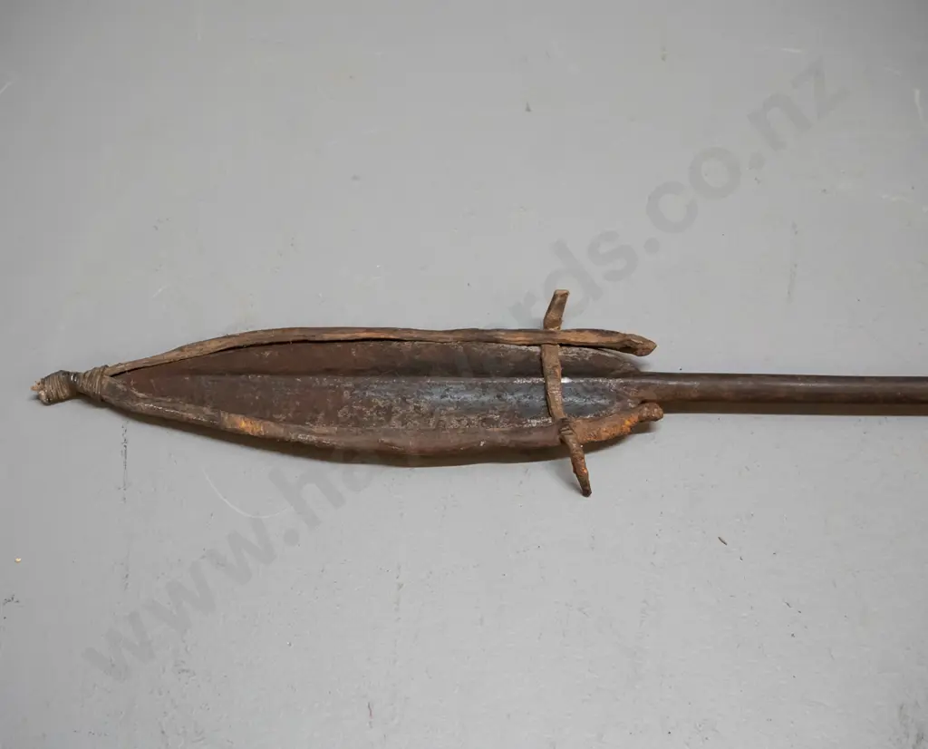 Samburu Kenya spear - timber shaft with iron end pieces - one w/spike, one w/ blade - combined L-2430 Image 1++
