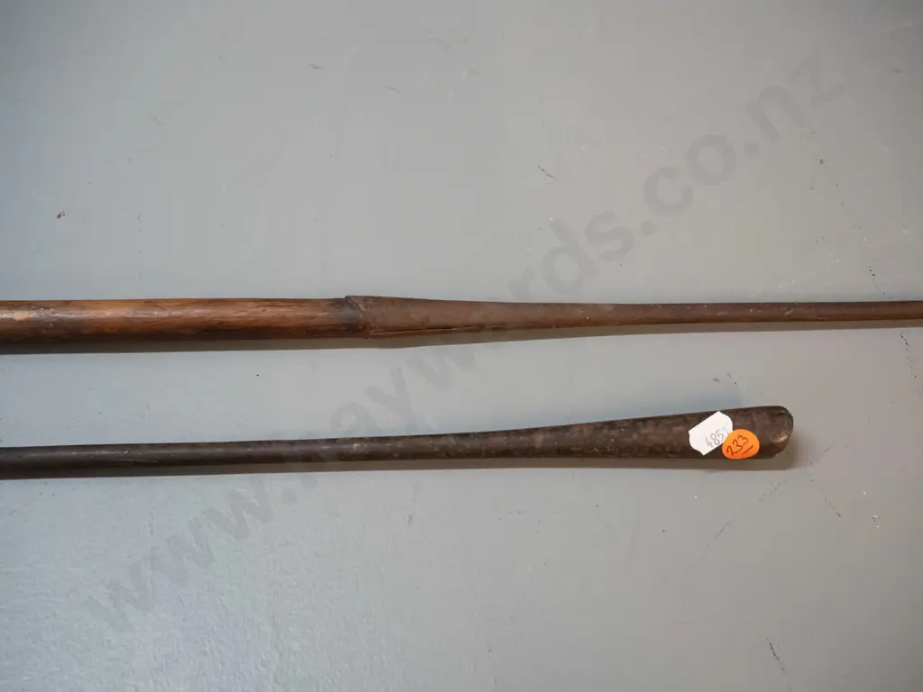 Samburu Kenya spear - timber shaft with iron end pieces - one w/spike, one w/ blade - combined L-2430 Image 1++
