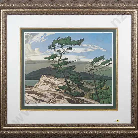 framed AJ Casson ltd edition  print "White Pines" H-450 W-550