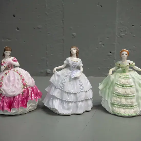 3 Royal Worcester Debutantes figurines - Lady Hannah, Lady Louisa, and Lady Henrietta - all marked limited edition of