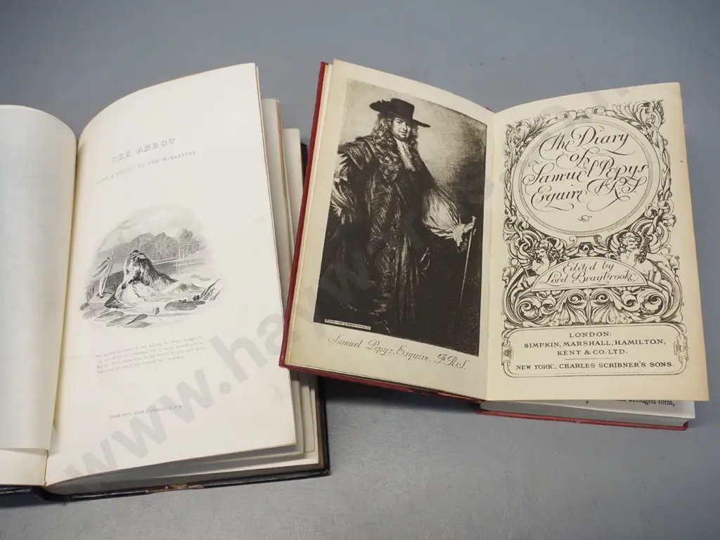 4 antique books - 1850 Oliver Twist by Charles Dickens (foxing, board separating) 1890 The Abbot by Sir Walter Scott, Image 1++