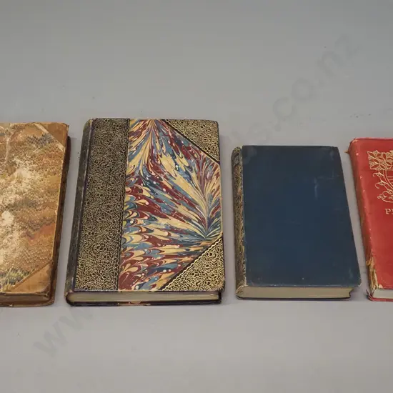 4 antique books - 1850 Oliver Twist by Charles Dickens (foxing, board separating) 1890 The Abbot by Sir Walter Scott,