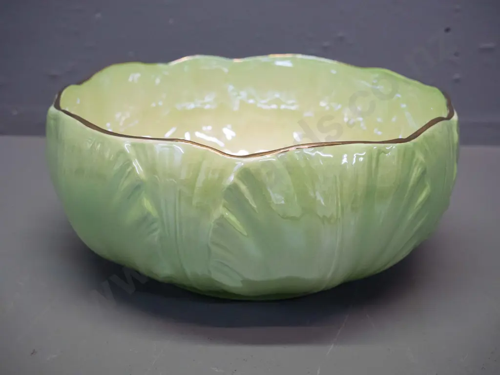 Maling green lustre glaze leaf pattern fruit bowl H-95 D-210 Image 1++