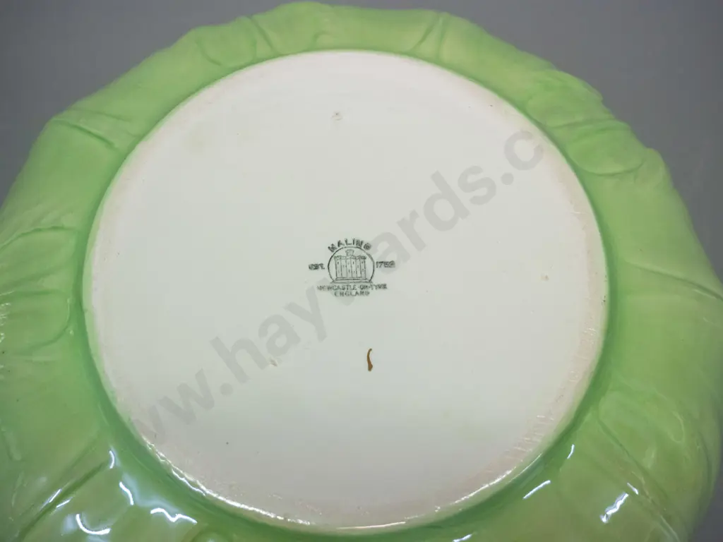 Maling green lustre glaze leaf pattern fruit bowl H-95 D-210 Image 1++
