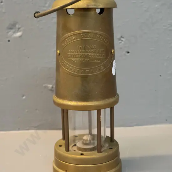 brass coal miner's lamp - marked Aberaman Colliery H-220 D-85
