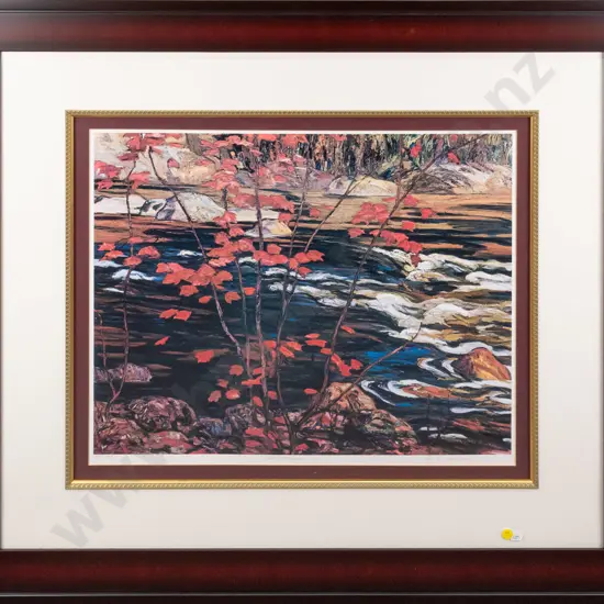 framed AY Jackson ltd edition print "Red Maple" H-450 W-550