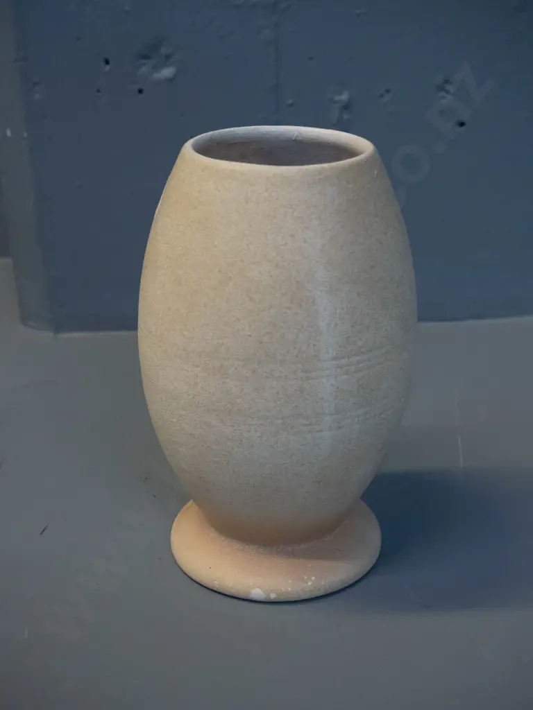 footed vase with incised bands, no maker's marks, attributed Ambrico / Salisbury - some glaze fretting around base H-185 Image 1++