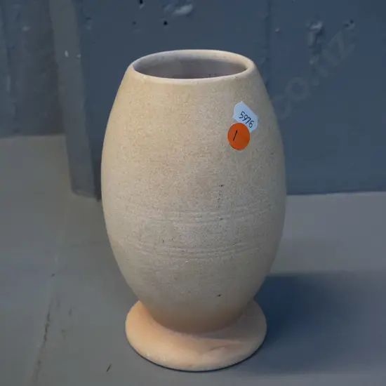 footed vase with incised bands, no maker's marks, attributed Ambrico / Salisbury - some glaze fretting around base H-185