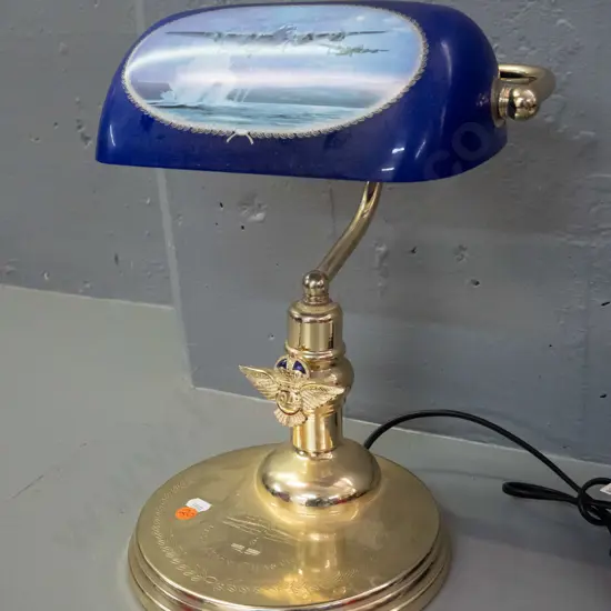 Bradford Exchange limited edition Dambusters WWII commemorative banker's lamp with inscribed base and 1943 wing motif