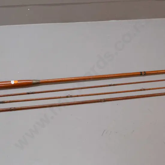 William Bartleet & Sons Redditch timber fly fishing rod with reel - 3 piece rod, with 2 tips sections