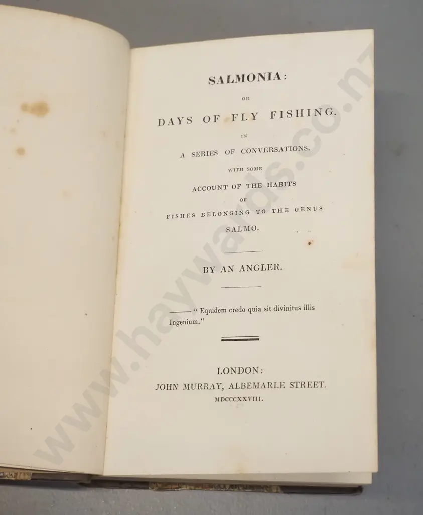 antique fishing book - 1828 Salmonia or Days of Fly Fishing By "An Angler" - some foxing or staining but otherwise good Image 1++