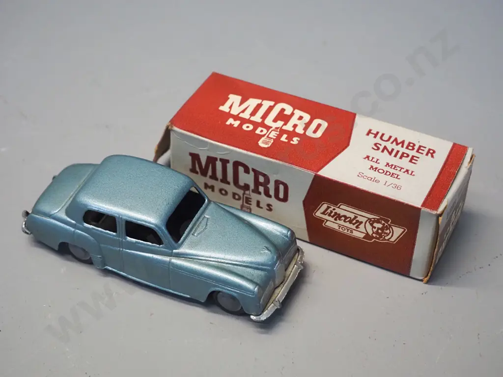 Lincoln Toys Micro Model 1:36 scale die-cast model vehicle with original box - Humber Super Snipe, minor wear Image 1++