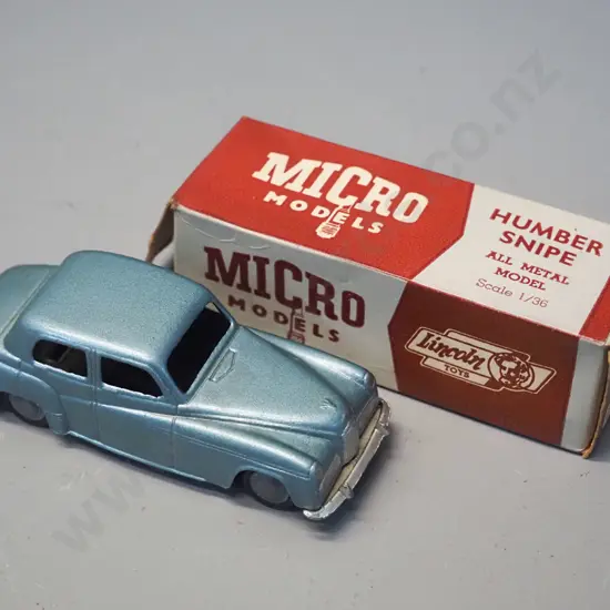 Lincoln Toys Micro Model 1:36 scale die-cast model vehicle with original box - Humber Super Snipe, minor wear