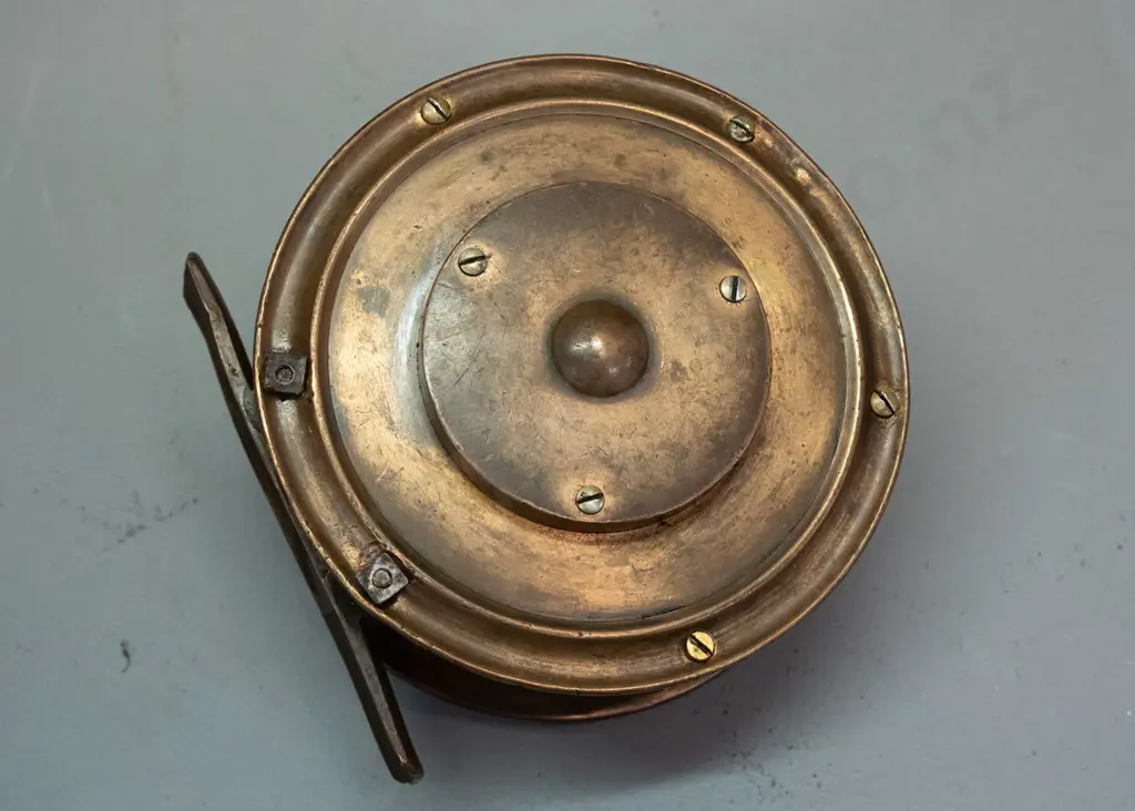 circa 1898 brass Thomas Patent 4.25 inch Allcock fishing reel Image 1++