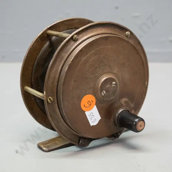 circa 1898 brass Thomas Patent 4.25 inch Allcock fishing reel