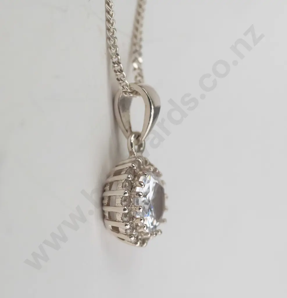 silver cz necklace stamped 925 Image 1++