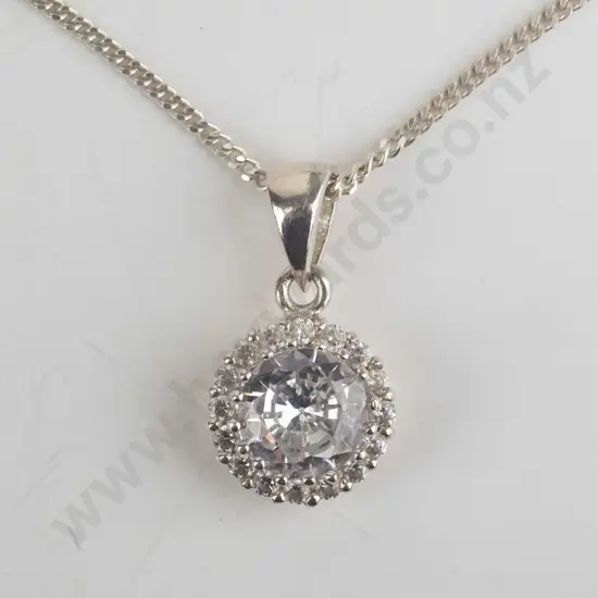 silver cz necklace stamped 925