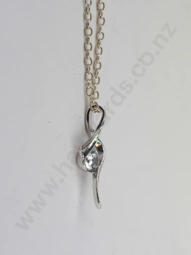 silver cz necklace chain stamped 925 Image 1++
