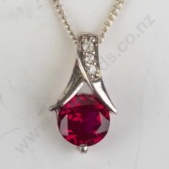 silver ruby necklace stamped 925