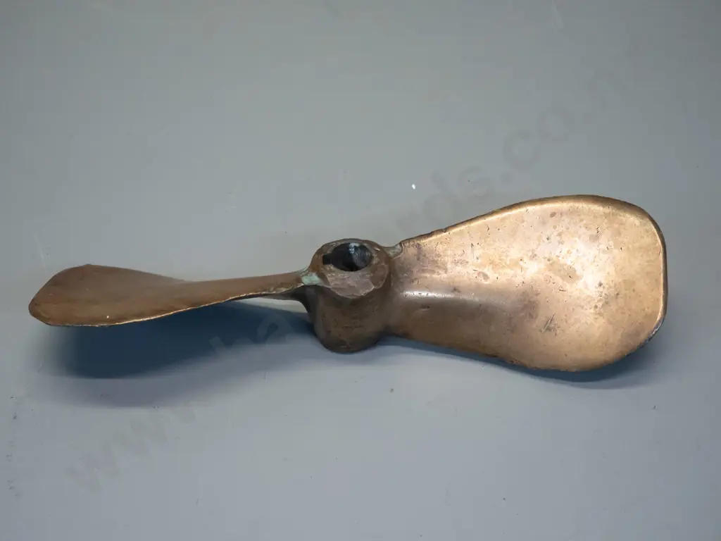 vintage cast brass boat propellor - dents and wear. D-280 Image 1++