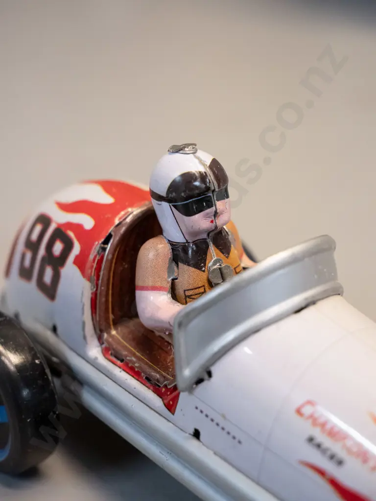 reproduction small wind-up tin toy racer with key - marked made in China H-60 L-130 Image 1++