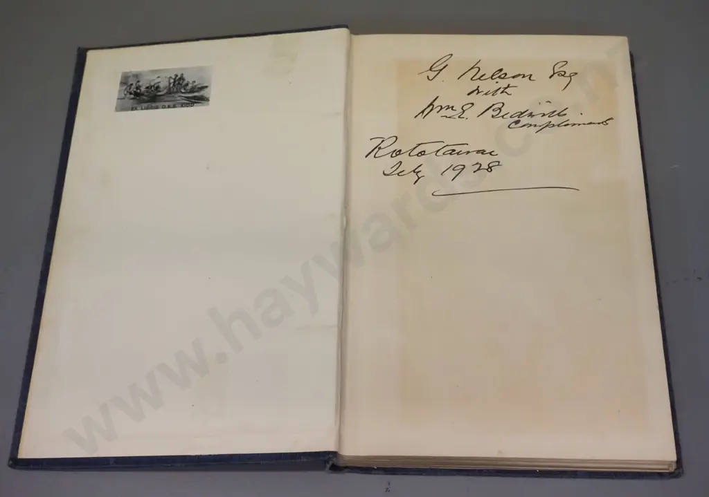 NZ history book - 1927 ed. "Bidwill of Pihautea" pub. Coulls Somerville Wilkie, w/ inscription "with Mrs. Bidwill's Image 1++