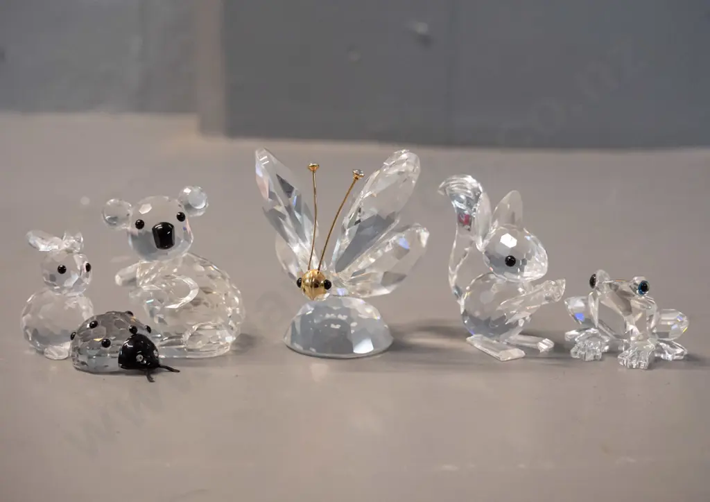 6 small Swarovski crystal ornaments - butterfly H55 W50, squirrel, bear, rabbit, frog, ladybird beetle Image 1++