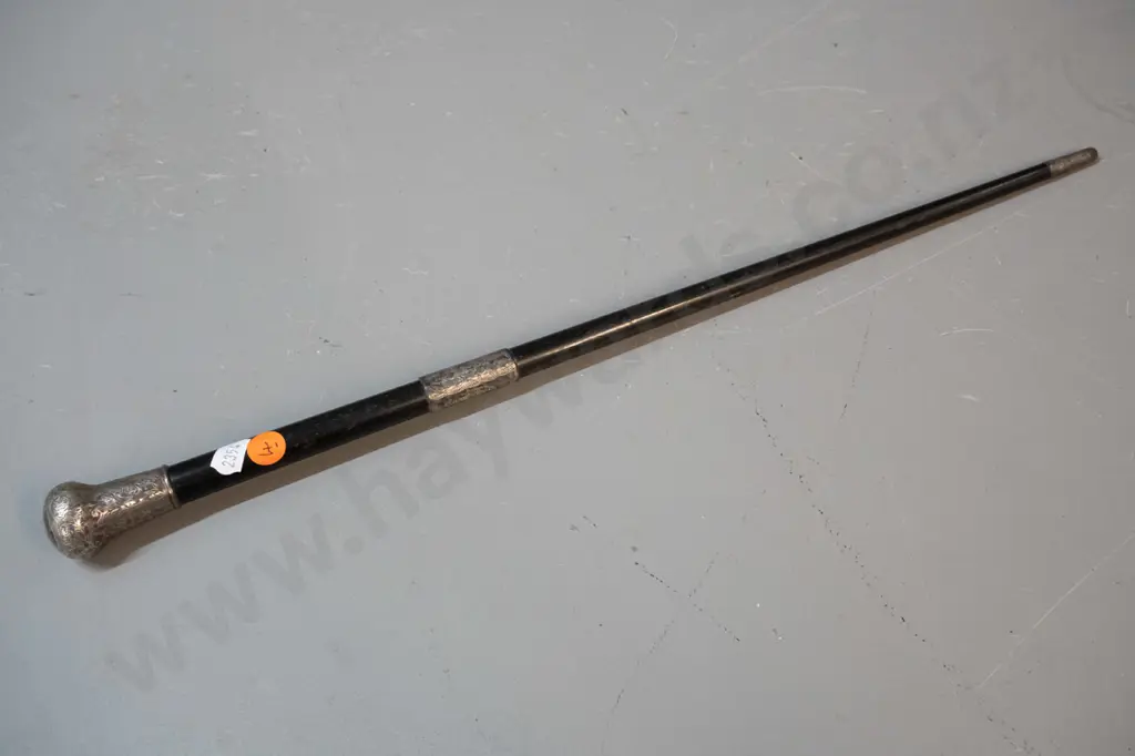 vintage sterling silver mounted ebony conductor's baton with presentation engraving to G.F.G. from Waianawa Choir 3.9.15 Image 1++