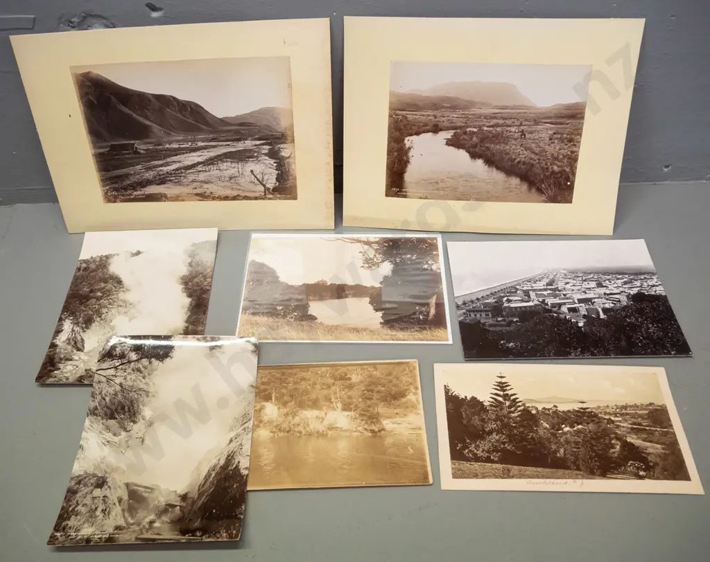 6 unmounted and 2 mounted vintage photographs - Takapuna, Napier, Auckland, Wairoa, Horohoro & Hinemoa, etc. Image 1++