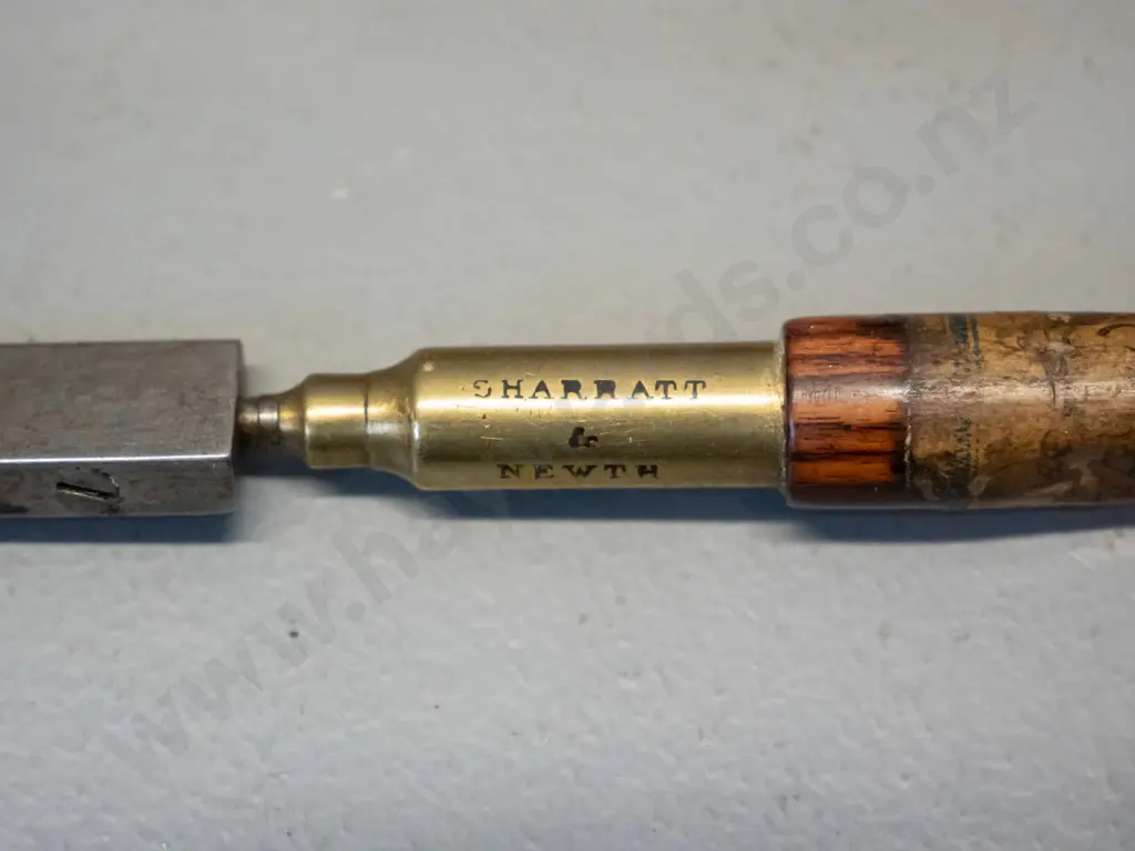 antique Victorian timber and brass glass cutter with Charratt & Newth London label L-180 and 2 brass and timber folding Image 1++