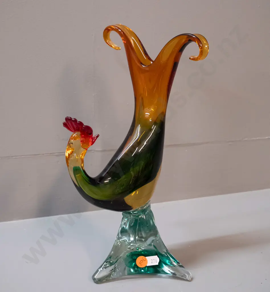 Murano style glass figural rooster vase H-300 W-150 Image 1++