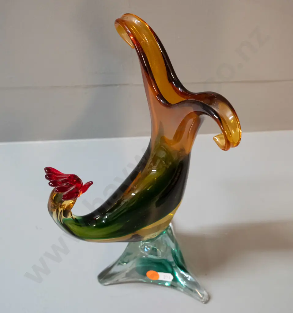 Murano style glass figural rooster vase H-300 W-150 Image 1++
