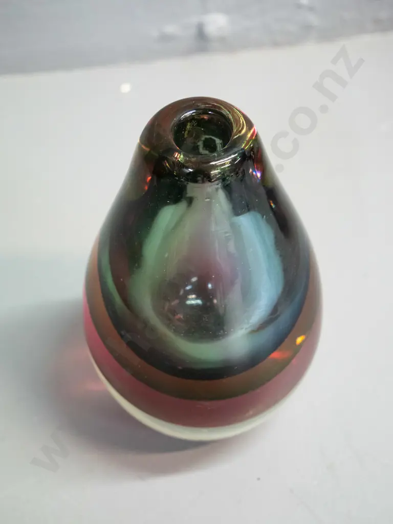 small heavy art glass vase - multi-colour layered design H-140 D-80 Image 1++
