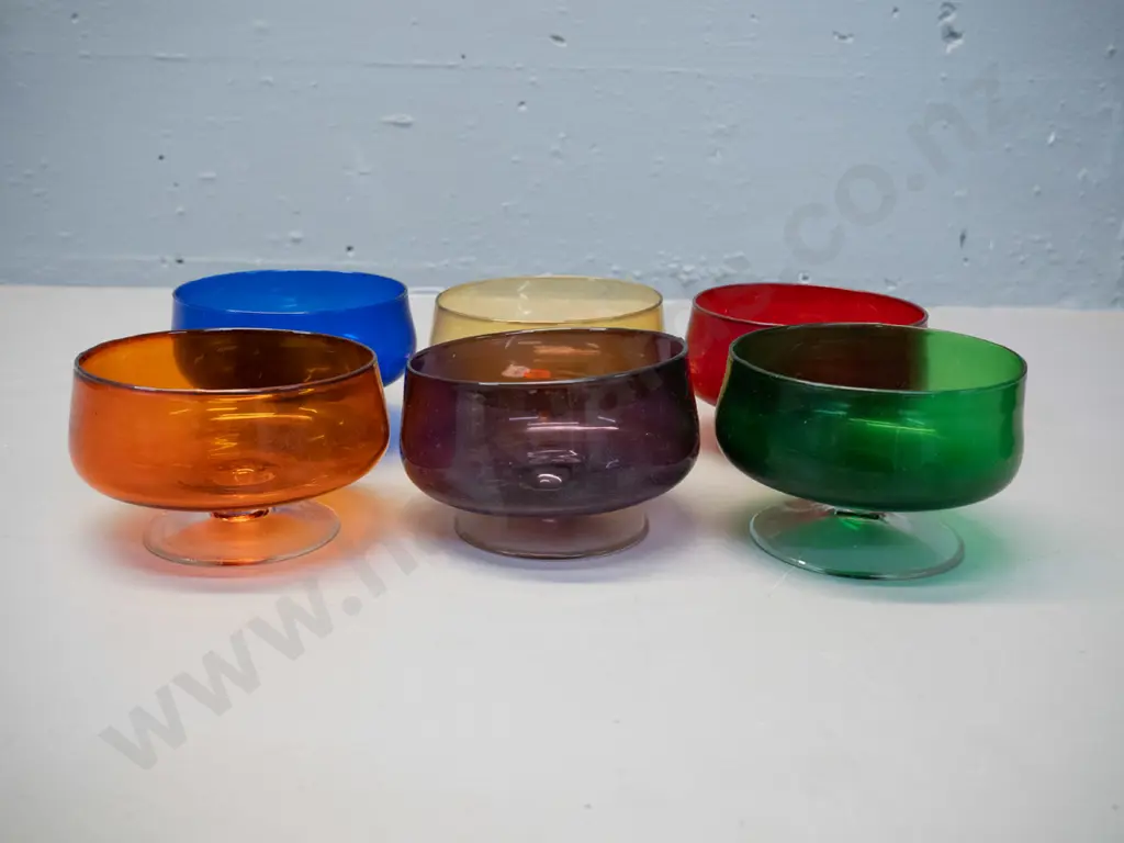 retro set of 6 multi colour comport sweet dishes H-65 D-105 Image 1++