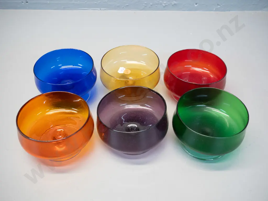 retro set of 6 multi colour comport sweet dishes H-65 D-105 Image 1++