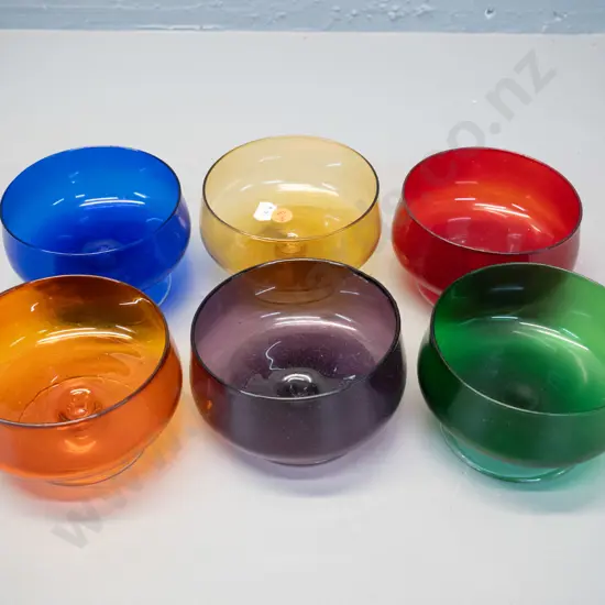 retro set of 6 multi colour comport sweet dishes H-65 D-105