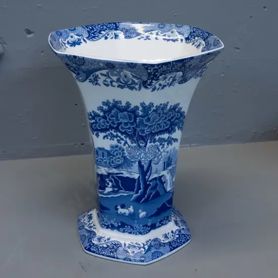 large Spode "Italian" pattern blue & white vase H-260 D-210
