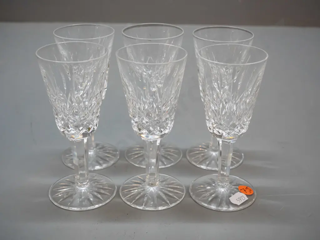 set of 6 Waterford cut crystal sherry glasses H-135 D-55 Image 1++