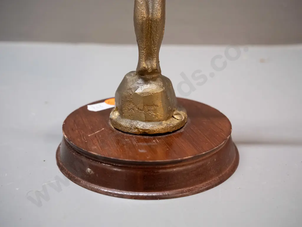 reproduction deco style cast metal figure on timber base - casting is a bit rough H-200 W-155 Image 1++