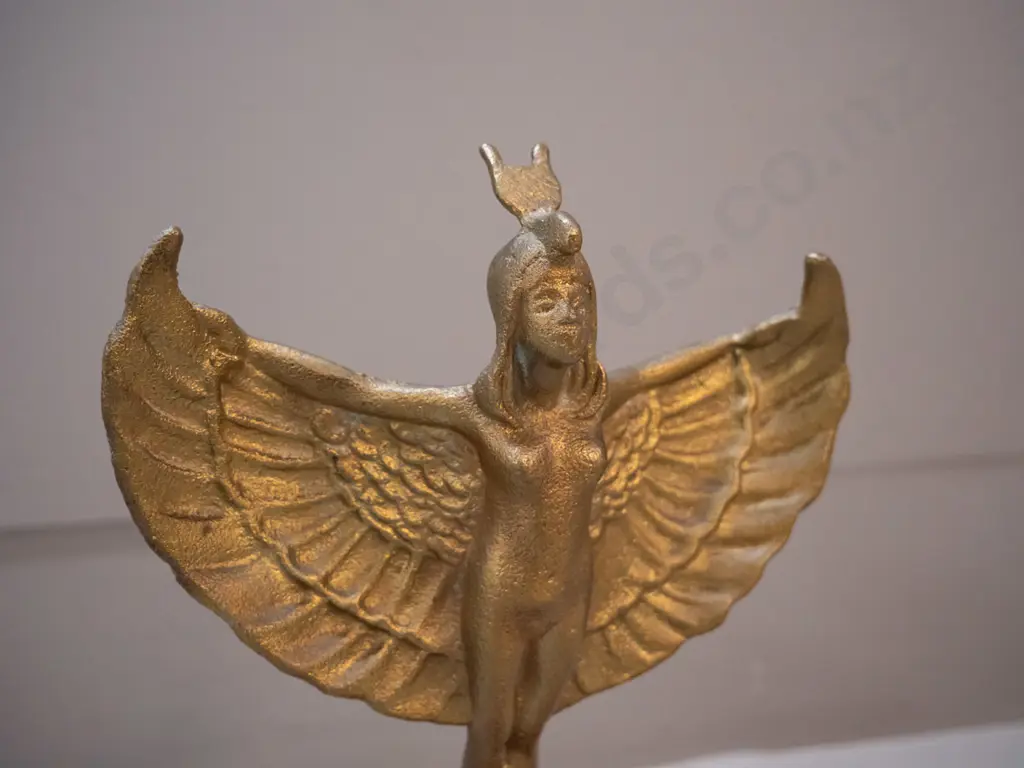 reproduction deco style cast metal figure on timber base - casting is a bit rough H-200 W-155 Image 1++