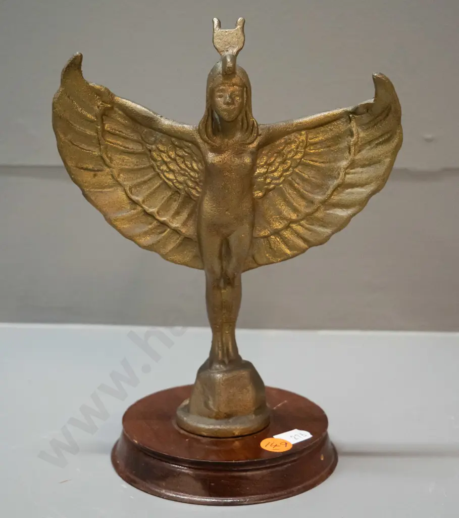 reproduction deco style cast metal figure on timber base - casting is a bit rough H-200 W-155 Image 1++