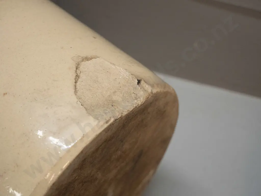 narrow mouth crock marked Lane's Gold Medal Beverages Dunedin, No. 5, with threaded timber stopper marked Lane's - big Image 1++