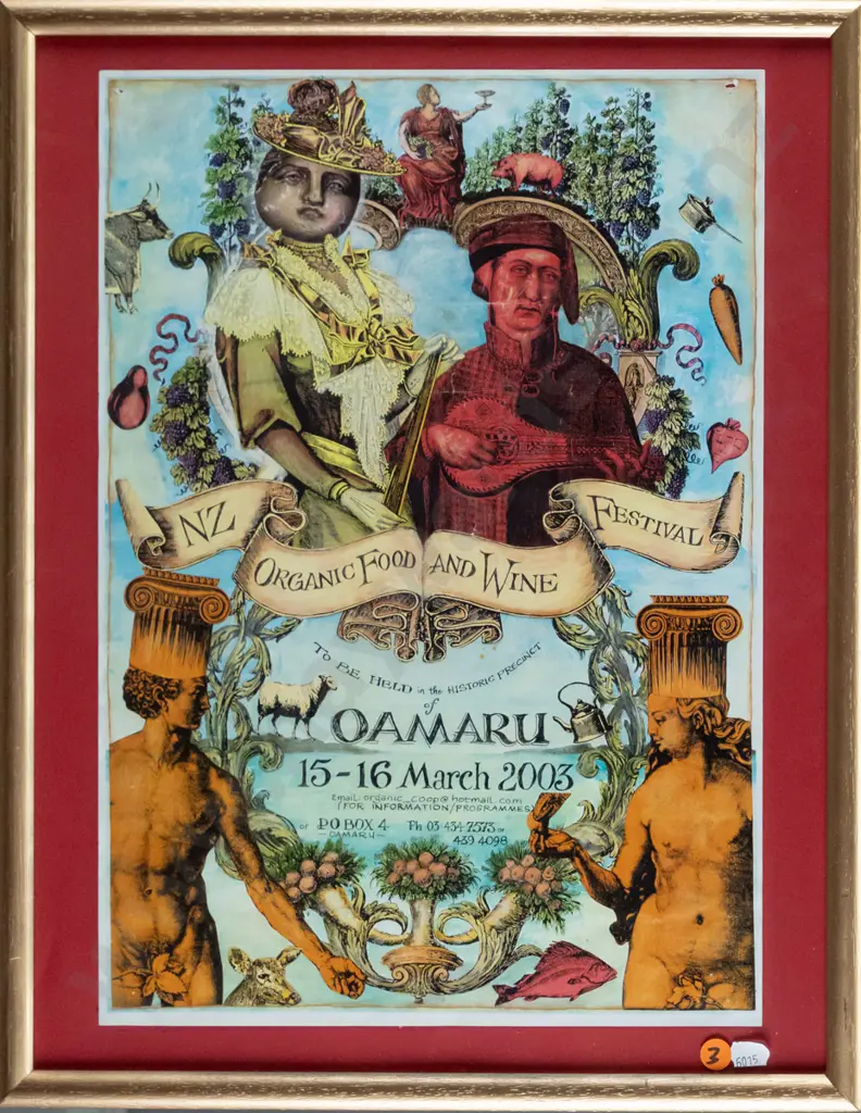 framed NZ Organic Food & Wine Festival 15-16 March 2003 promotional poster H-420 W-290 Image 1++